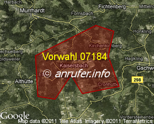 Vorwahlkarte 07184 – Kaisersbach