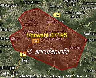 Vorwahlkarte 07195 – Winnenden