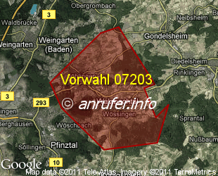 Vorwahlkarte 07203 – Walzbachtal