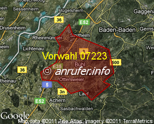 Vorwahlkarte 07223 – Bühl Baden