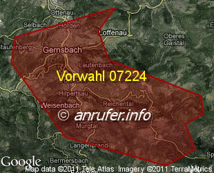 Vorwahlkarte 07224 – Gernsbach