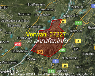 Vorwahlkarte 07227 – Lichtenau Baden