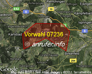 Vorwahlkarte 07236 – Keltern