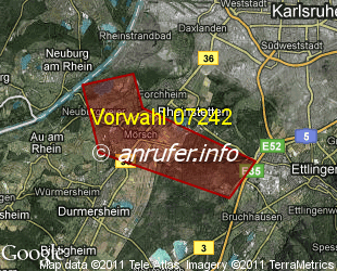 Vorwahlkarte 07242 – Rheinstetten