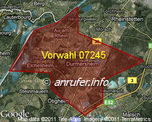 Vorwahlkarte 07245 – Durmersheim