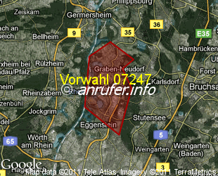 Vorwahlkarte 07247 – Linkenheim-Hochstetten