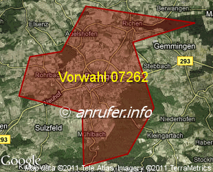 Vorwahlkarte 07262 – Eppingen