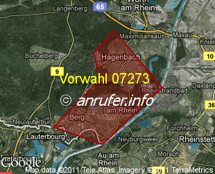 Vorwahlkarte 07273 – Hagenbach Pfalz