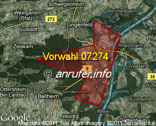 Vorwahlkarte 07274 – Germersheim