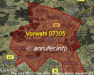 Vorwahlkarte 07305 – Erbach Donau