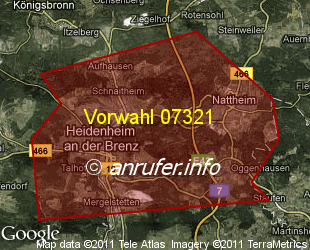 Vorwahlkarte 07321 – Heidenheim a d Brenz