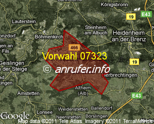 Vorwahlkarte 07323 – Gerstetten