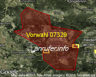 Vorwahlkarte 07329 – Steinheim am Albuch