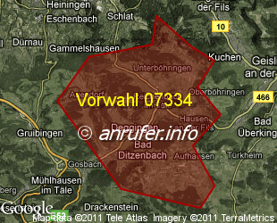 Vorwahlkarte 07334 – Deggingen