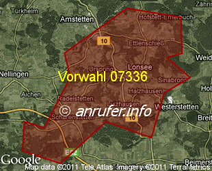 Vorwahlkarte 07336 – Lonsee