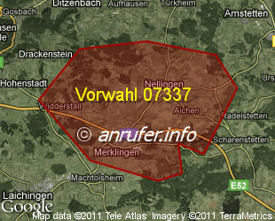 Vorwahlkarte 07337 – Nellingen Alb