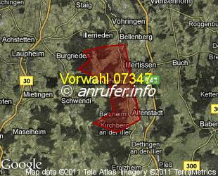 Vorwahlkarte 07347 – Dietenheim