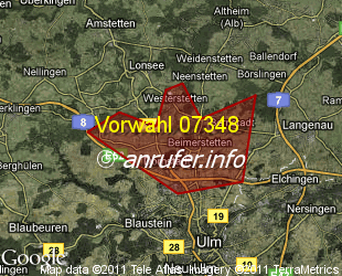 Vorwahlkarte 07348 – Beimerstetten