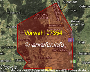 Vorwahlkarte 07354 – Erolzheim