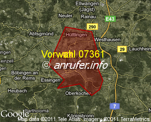 Vorwahlkarte 07361 – Aalen