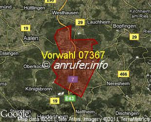 Vorwahlkarte 07367 – Aalen-Ebnat