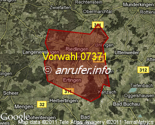 Vorwahlkarte 07371 – Riedlingen Württ