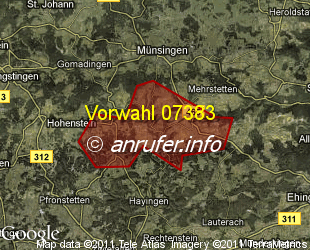 Vorwahlkarte 07383 – Münsingen-Buttenhausen