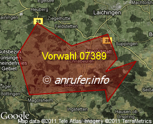 Vorwahlkarte 07389 – Heroldstatt