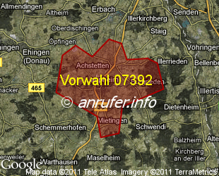 Vorwahlkarte 07392 – Laupheim
