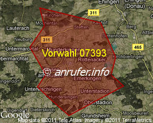 Vorwahlkarte 07393 – Munderkingen