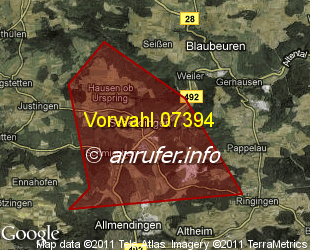 Vorwahlkarte 07394 – Schelklingen