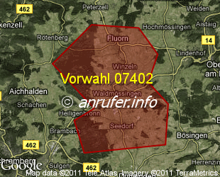 Vorwahlkarte 07402 – Fluorn-Winzeln