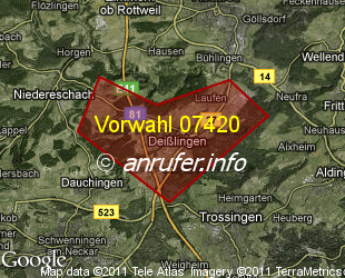 Vorwahlkarte 07420 – Deisslingen