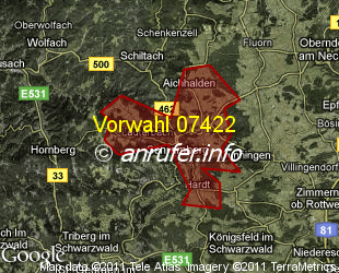 Vorwahlkarte 07422 – Schramberg