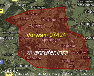 Vorwahlkarte 07424 – Spaichingen