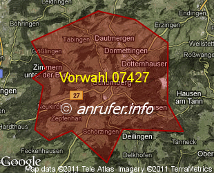 Vorwahlkarte 07427 – Schömberg b Balingen