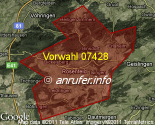 Vorwahlkarte 07428 – Rosenfeld