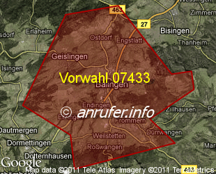 Vorwahlkarte 07433 – Balingen