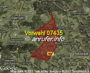 Vorwahlkarte 07435 – Albstadt-Laufen