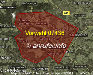 Vorwahlkarte 07436 – Messstetten-Oberdigisheim