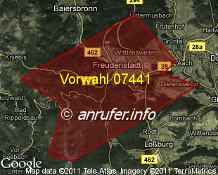 Vorwahlkarte 07441 – Freudenstadt