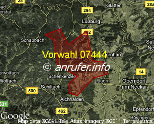 Vorwahlkarte 07444 – Alpirsbach