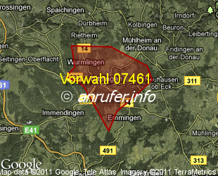 Vorwahlkarte 07461 – Tuttlingen