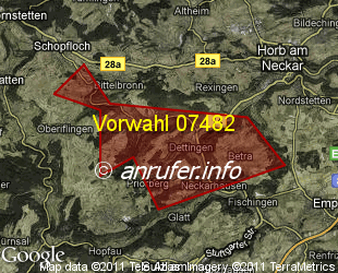 Vorwahlkarte 07482 – Horb-Dettingen