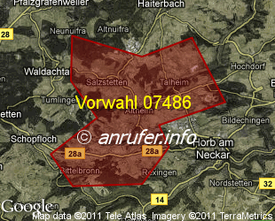 Vorwahlkarte 07486 – Horb-Altheim