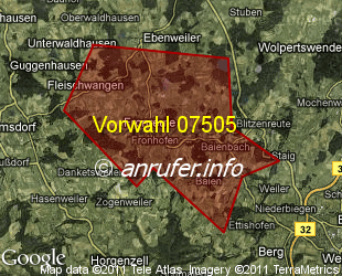 Vorwahlkarte 07505 – Fronreute