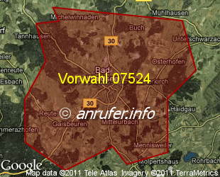 Vorwahlkarte 07524 – Bad Waldsee