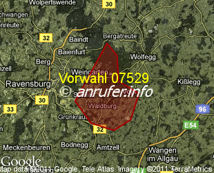 Vorwahlkarte 07529 – Waldburg Württ