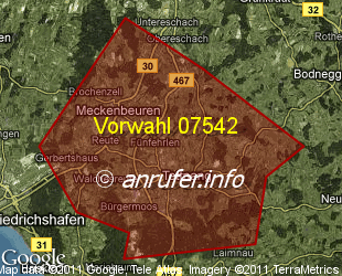 Vorwahlkarte 07542 – Tettnang