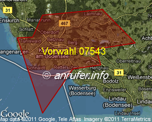 Vorwahlkarte 07543 – Kressbronn am Bodensee